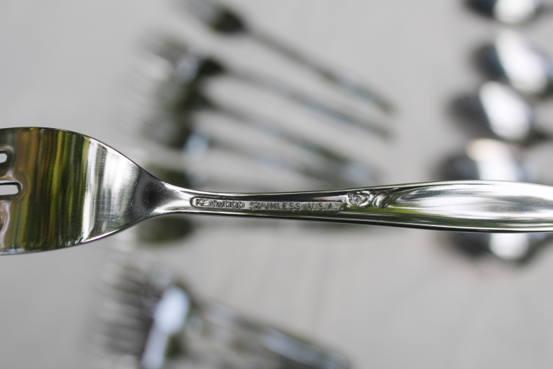 photo of Forever Rose vintage Oneida Kenwood USA stainless flatware, floral pattern silverware  #3