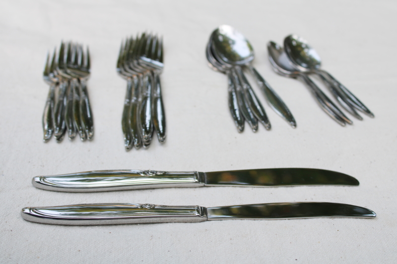 photo of Forever Rose vintage Oneida Kenwood USA stainless flatware, floral pattern silverware  #5