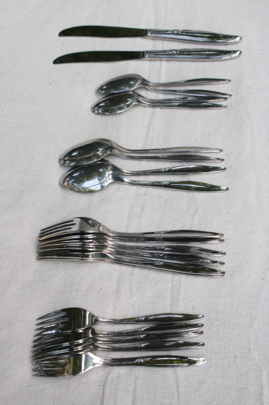 photo of Forever Rose vintage Oneida Kenwood USA stainless flatware, floral pattern silverware  #6