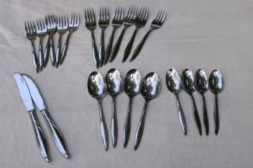 catalog photo of Forever Rose vintage Oneida Kenwood USA stainless flatware, floral pattern silverware 