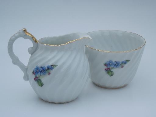 photo of Forget-Me-Not vintage hand-painted Japan china cream pitcher and sugar #2