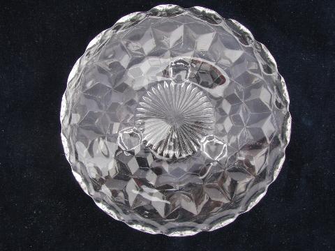 photo of Fostoria American cube pattern glass, footed bon-bon plate candy dish #1