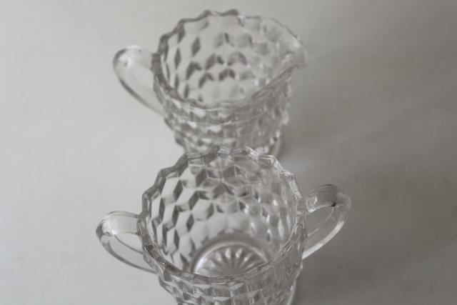 photo of Fostoria American cube pattern mini cream pitcher & sugar bowl set, crystal clear glass #3