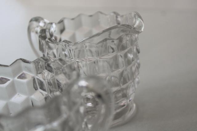 photo of Fostoria American cube pattern mini cream pitcher & sugar bowl set, crystal clear glass #4