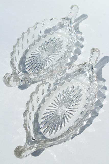 photo of Fostoria American oval dish or flower bowl & pair of gondola boat relish trays #2