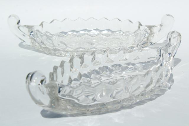 photo of Fostoria American oval dish or flower bowl & pair of gondola boat relish trays #9