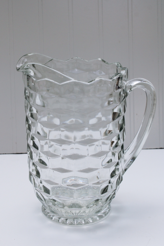 photo of Fostoria American pattern pressed glass pitcher, crystal clear vintage elegant glass #1