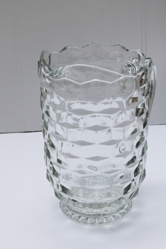 photo of Fostoria American pattern pressed glass pitcher, crystal clear vintage elegant glass #2