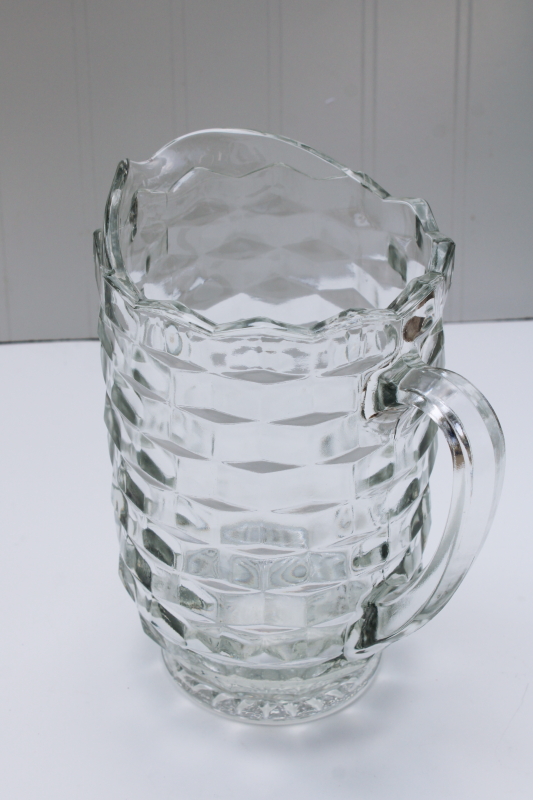 photo of Fostoria American pattern pressed glass pitcher, crystal clear vintage elegant glass #3