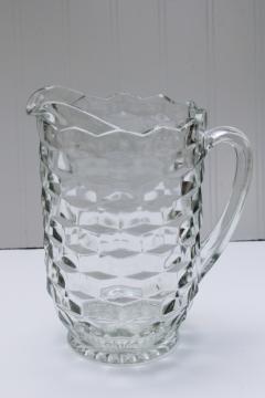 catalog photo of Fostoria American pattern pressed glass pitcher, crystal clear vintage elegant glass