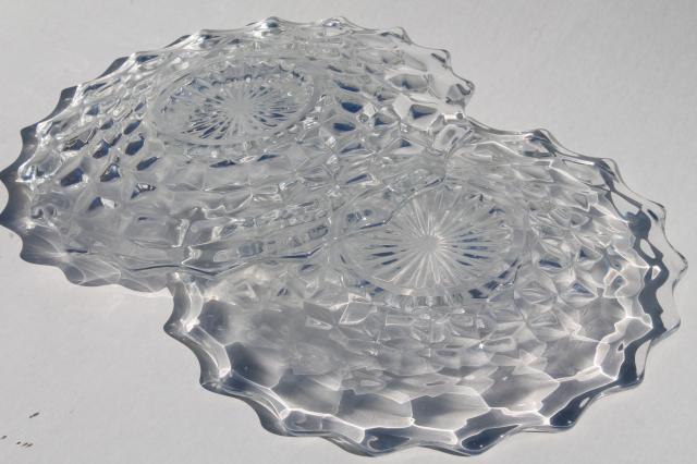 photo of Fostoria American vintage salad plates set of 10, cube pattern clear glass #5