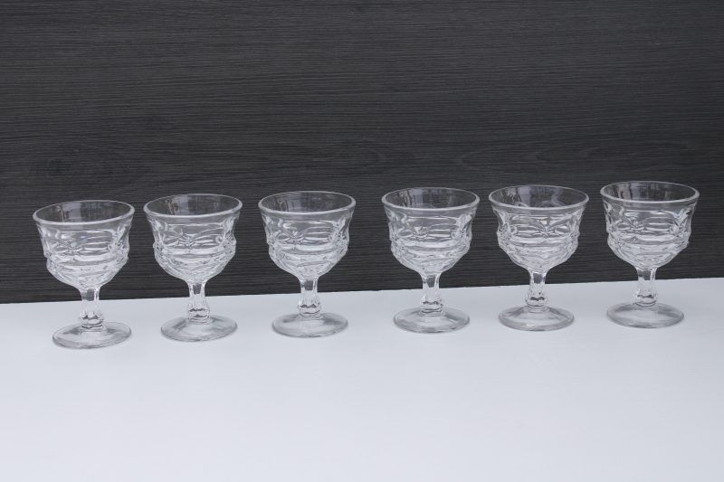 photo of Fostoria Argus pattern crystal clear heavy pressed glass goblets, champagne or cocktail glasses #1