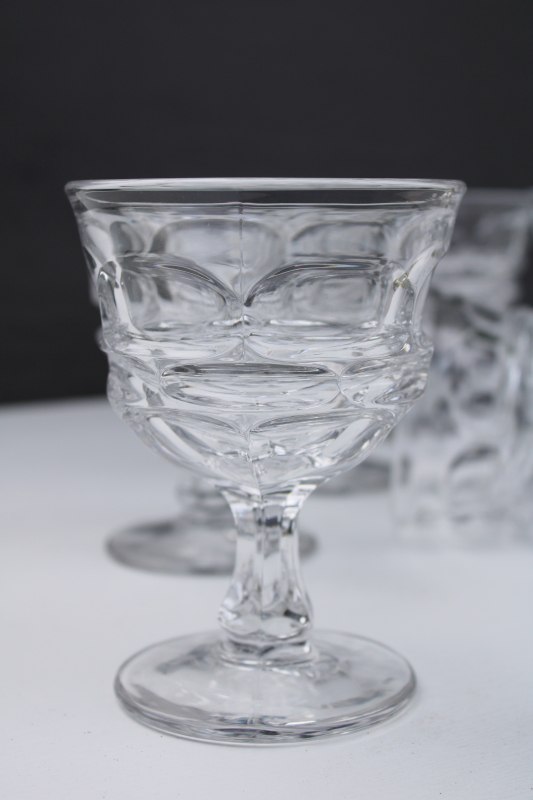 photo of Fostoria Argus pattern crystal clear heavy pressed glass goblets, champagne or cocktail glasses #3