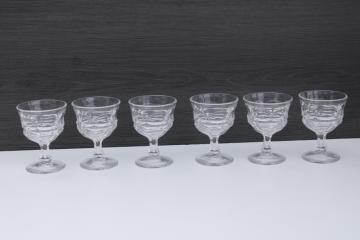 catalog photo of Fostoria Argus pattern crystal clear heavy pressed glass goblets, champagne or cocktail glasses