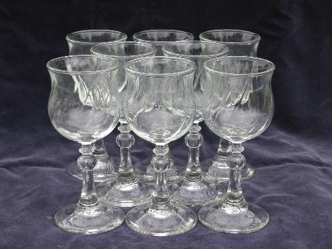 photo of Fostoria / Avon glass water or wine glasses, stemware set #1