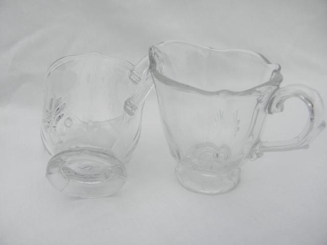 photo of Fostoria Baroque crystal clear individual cream and sugar set, plain without etch #2