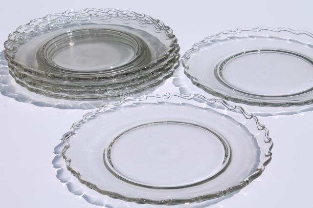 photo of Fostoria Century pattern large dinner plates set of 6, vintage elegant glass #1