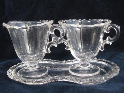 photo of Fostoria Century pattern, vintage glass creamer & sugar w/ tray #1