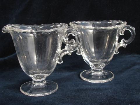 photo of Fostoria Century pattern, vintage glass creamer & sugar w/ tray #2