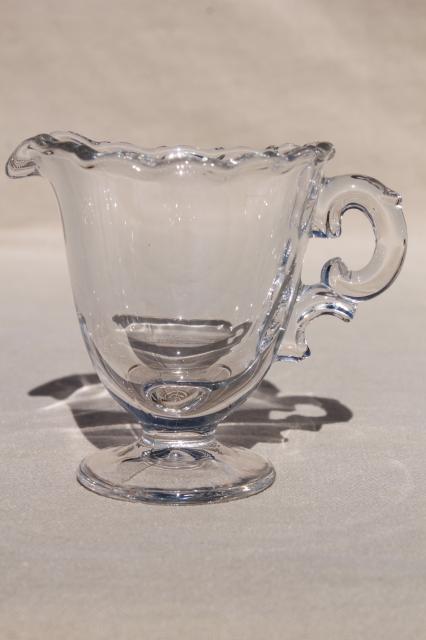 photo of Fostoria Century pattern, vintage glass mini creamer & sugar w/ tray #8