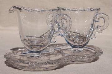 catalog photo of Fostoria Century pattern, vintage glass mini creamer & sugar w/ tray