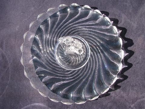 photo of Fostoria Colony pattern, vintage elegant glass sandwich plate, tray w/ center handle #2