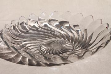 catalog photo of Fostoria Colony spiral rib pattern pressed glass serving bowl, large fruit bowl