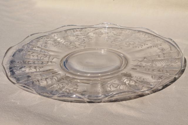 photo of Fostoria Corsage pattern etched glass torte cake plate, vintage elegant glass #2