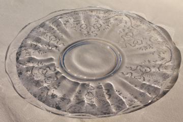 catalog photo of Fostoria Corsage pattern etched glass torte cake plate, vintage elegant glass