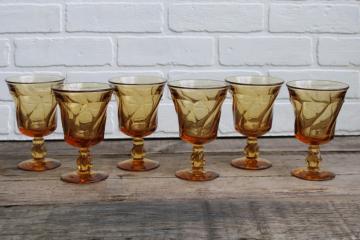 catalog photo of Fostoria Jamestown amber glass goblets, vintage water or wine glasses set of 6 