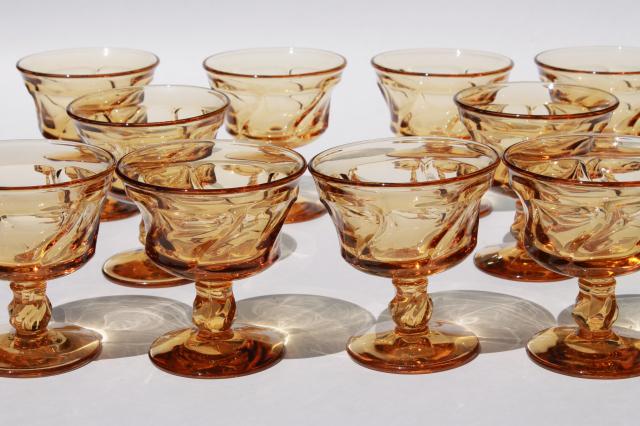 photo of Fostoria Jamestown amber glass stemware, set of 10 sherbets or champagne glasses #1