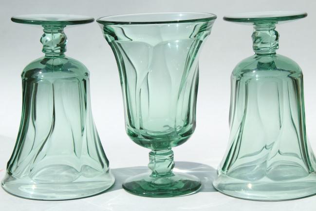 photo of Fostoria Jamestown, green glass iced tea glasses, large wine or water goblets #5