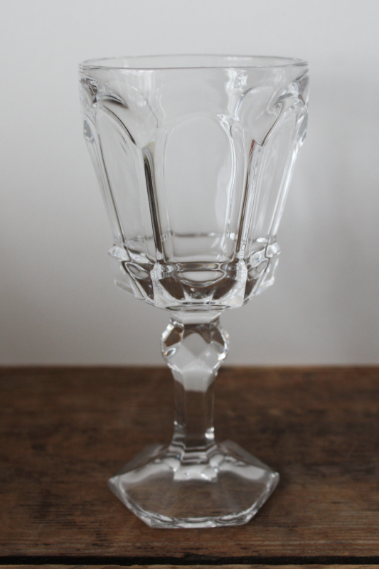 photo of Fostoria Virginia pattern wine glasses set of four, crystal clear vintage stemware  #2