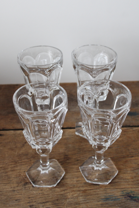 photo of Fostoria Virginia pattern wine glasses set of four, crystal clear vintage stemware  #4