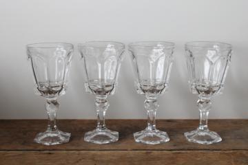 catalog photo of Fostoria Virginia pattern wine glasses set of four, crystal clear vintage stemware 