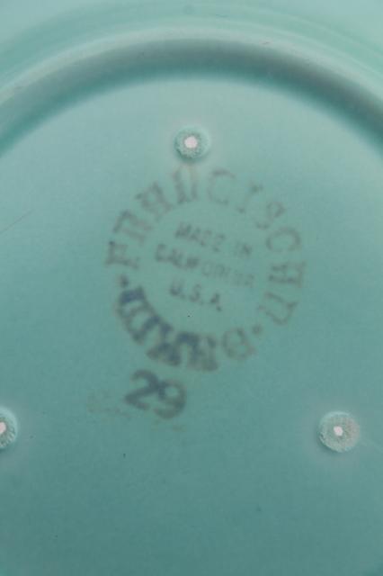 photo of Franciscan Coronado vintage matte glaze pottery cups & saucers, mid-century mod pastels #6