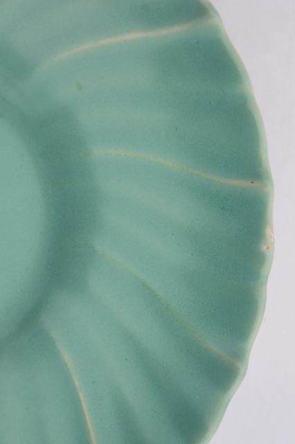 photo of Franciscan Coronado vintage matte glaze pottery cups & saucers, mid-century mod pastels #12
