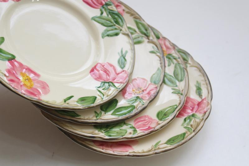 photo of Franciscan Desert Rose china bread plates set of four, vintage California pottery #5