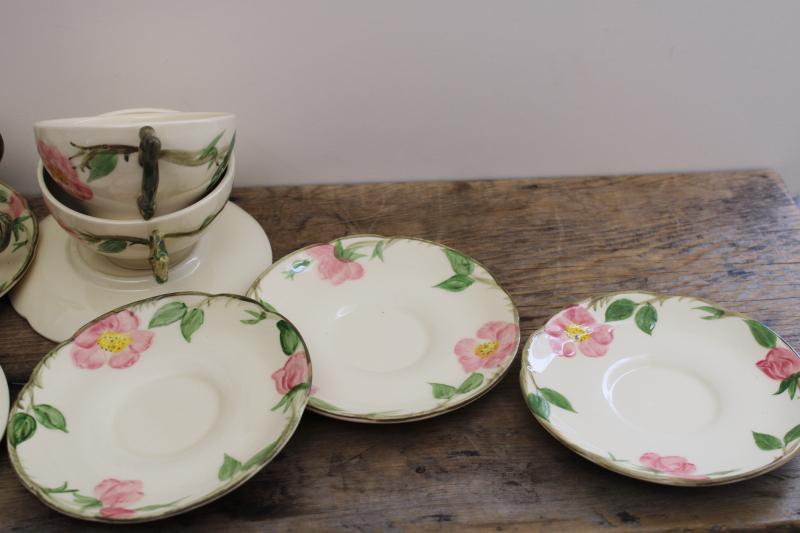 photo of Franciscan Desert Rose china cups & saucers for six, vintage USA back stamp #2