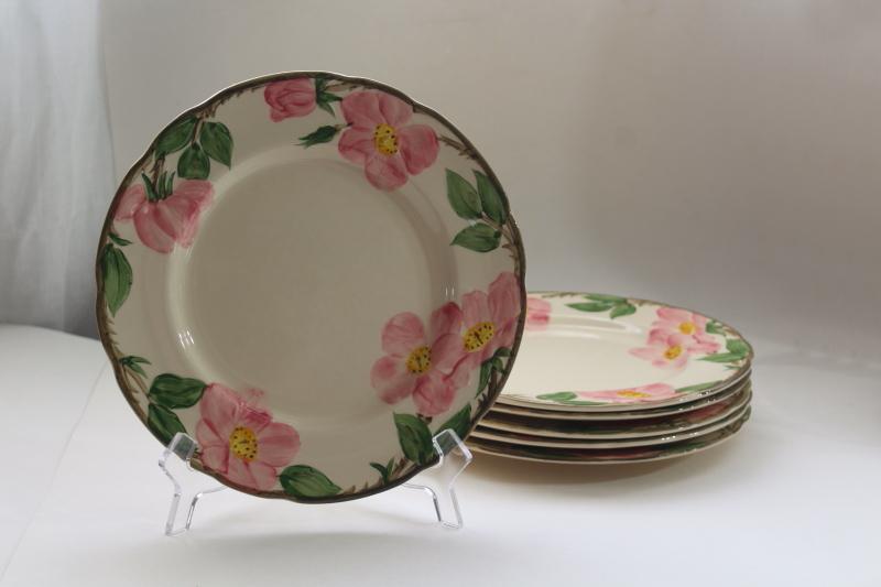 photo of Franciscan Desert Rose china luncheon plates set of six, vintage California pottery #1