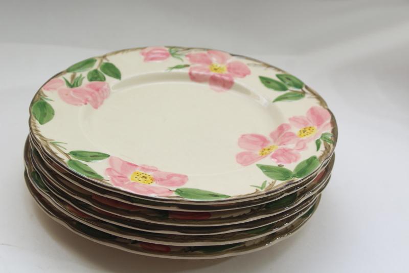 photo of Franciscan Desert Rose china luncheon plates set of six, vintage California pottery #2