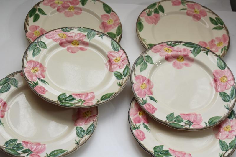 photo of Franciscan Desert Rose china luncheon plates set of six, vintage California pottery #7