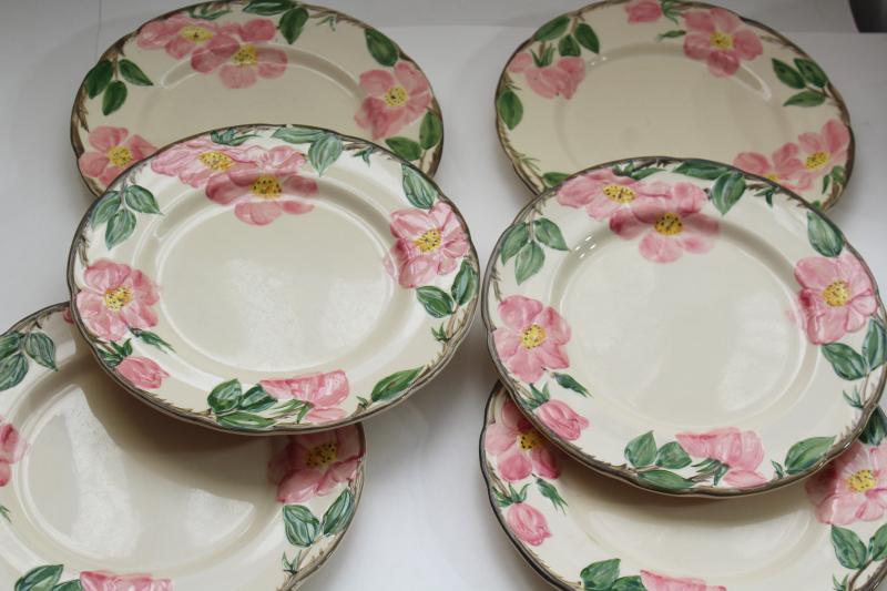 photo of Franciscan Desert Rose china luncheon plates set of six, vintage California pottery #8