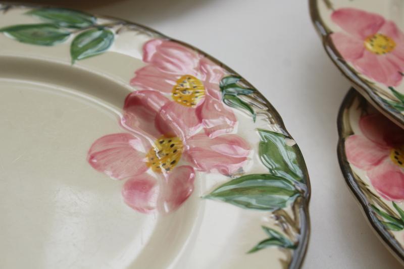 photo of Franciscan Desert Rose china luncheon plates set of six, vintage California pottery #9