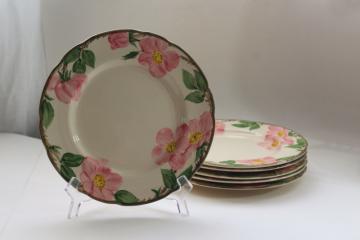 catalog photo of Franciscan Desert Rose china luncheon plates set of six, vintage California pottery