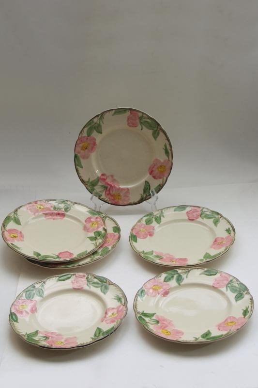 photo of Franciscan Desert Rose china salad plates set of six, vintage California pottery #1