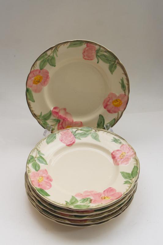 photo of Franciscan Desert Rose china salad plates set of six, vintage California pottery #5