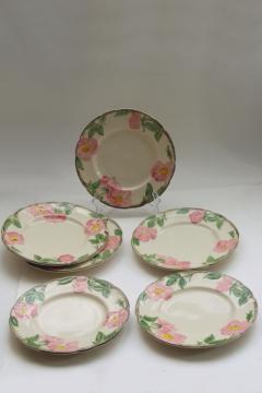 catalog photo of Franciscan Desert Rose china salad plates set of six, vintage California pottery