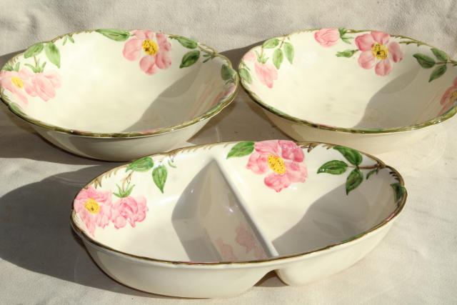 photo of Franciscan Desert Rose china serving pieces, mid-century vintage tableware w/ pink flowers #11