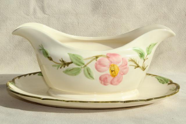 photo of Franciscan Desert Rose china serving pieces, mid-century vintage tableware w/ pink flowers #12